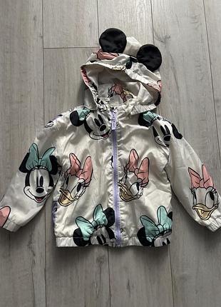 Куртка вітрівка з утепленням h&m 92 disney minnie mouse daisy duck