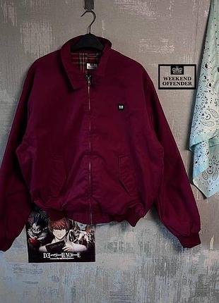(l-xl) weekend offender куртка-харингтон бордовая красная бомбер клетка