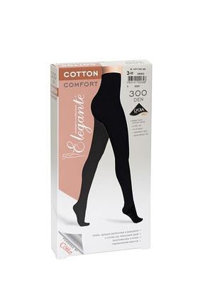 Хлопковые женские колготки elegante cotton 300 ден, цвет: черный