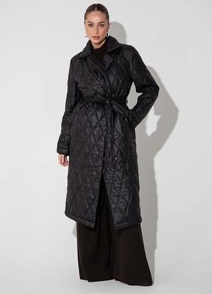 Пальто жіноче стьобане демісезонне чорне, розмір 50 (l-xl)