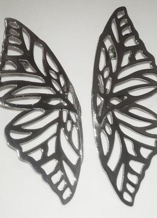 Сережки крылья бабочки серебряные бижутерия1 фото
