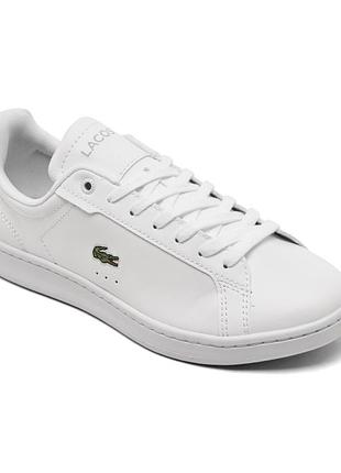 Женские кожаные кеды lacoste с логотипом
