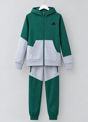 Спортивний костюм для хлопчиків adidas зелений, сірий розмір 140
