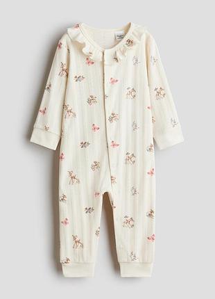 Спальный комбинезон/человечек/слип с ажурным узором и принтом bambi h&amp;m 9617