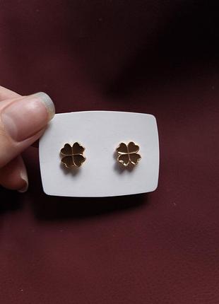 Серьги клевера коричневые трендовые