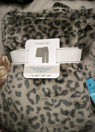 Піжама жіноча primark з леопардовим принтом, сіра, з махри
