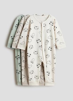 Хлопковые спальни комбинезоны/человечки/слипы animals h&amp;m 9751, 9750, 9617