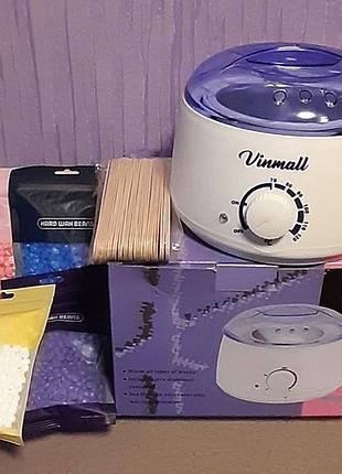 Воскоплав vinmall rh008 електричний для депіляції гарячим воском 500 мл, білий