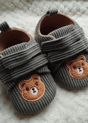 Вельветовые пинетки с мишками