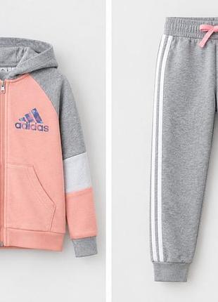 Спортивний костюм для дівчаток adidas рожевий, сірий на 2-3 роки