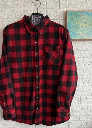 Флісова сорочка high mountain фланелева рубашка тепла у червону клітинку рхл щільна