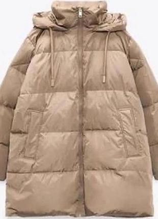 Подовжений пуховик zara 3