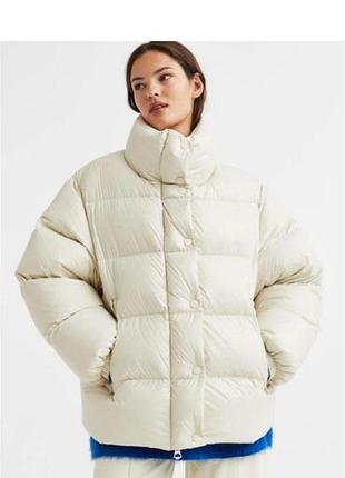 Пуховик жіночий h&m premium selection бежевий xs