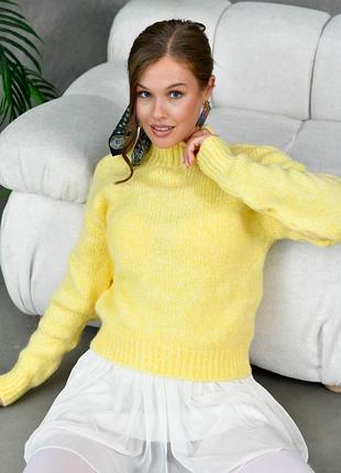 Свитер park karon женский теплый с высоким горлом one size, 42-48, желтый