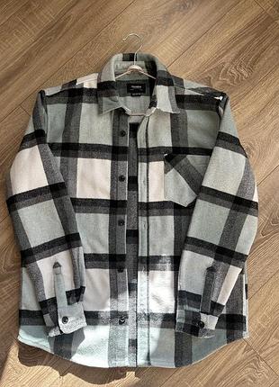Сорочка унісекс pull&bear в клітинку, розмір s, з вмістом шерсті