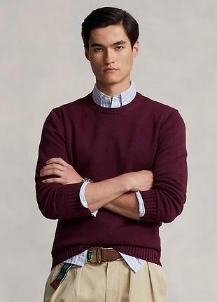 Чоловічий светр polo ralph lauren, вінтаж бавовна, розмір xl, бордовий