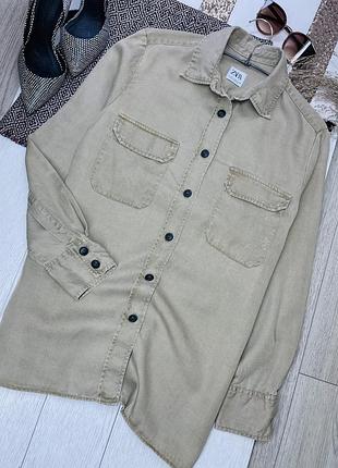 Подовжена сорочка zara xs oversize s бежева сорочка вільного прямого крою жіноча сорочка оверсайз зара