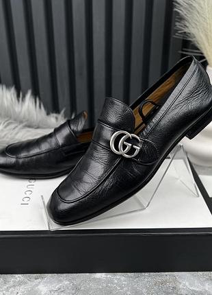 Gucci donnie double gg loafers чоловічі туфлі лофери шкіра оригінал 42 eur