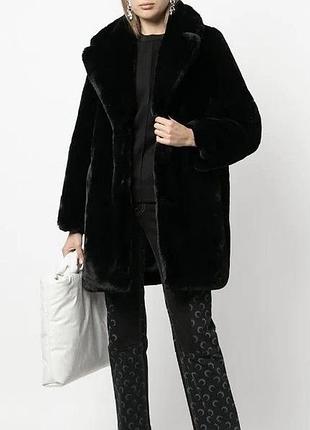 Супер ніжна мʼяка подовжена  штучна шуба bershka чорна базова тепла штучна шуба тепла штучна шуба чорна шубка штучне хутро еко шуба