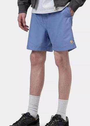 Carhartt wip chase swim trunks i035062_3s5 — сині чоловічі шорти для плавання curacao / gold, розмір l, нові оригінал