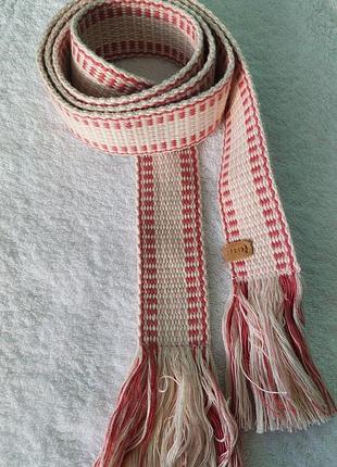 Пояс-крайка тканий, білий з червоним