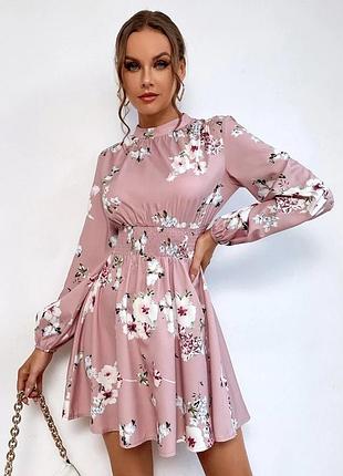 Shein ніжна сукня в квіти з обʼємними рукавами міні плаття сарафан