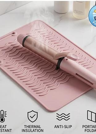 Силиконовий термо килимок hair expert thermo pink для плойки