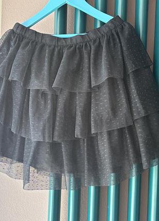 Темно-синя фатинова спідниця ярусна