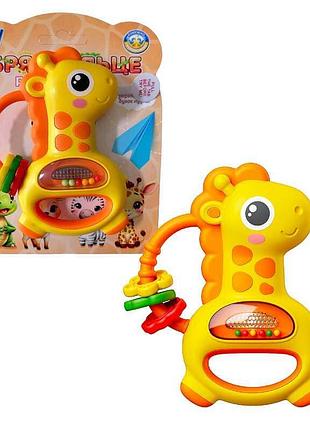 Музичне брязкальце "жираф" 99478 (72) "wtoys", озвучування українською мовою, пісні, підсвічування, намистини, на листі