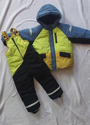Зимовий лижний костюм для хлопчика zara kids pro ski, синьо-жовтий, 3-4 роки (104 см)