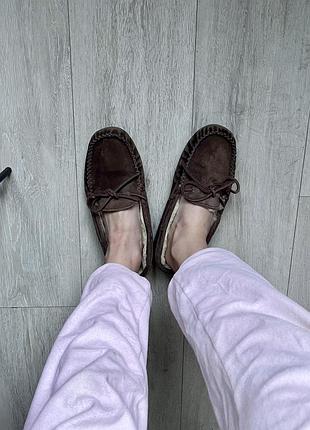 Жіночі лофери ugg dakota коричневі, розмір 38-39, устілка 25 см, натуральна замша та хутро вівці