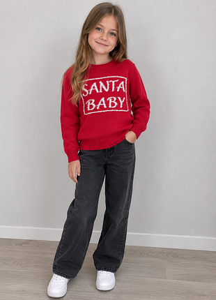 Кофта для дівчинки червона з написом santa baby
