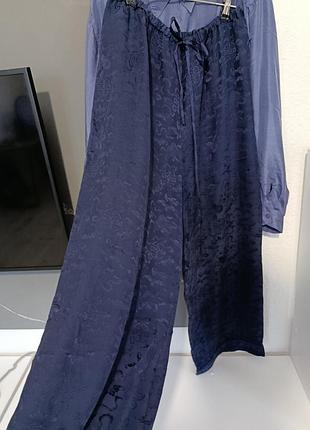 Жіночі домашні піжамні штани monsoon сині шовкові розмір l-xl