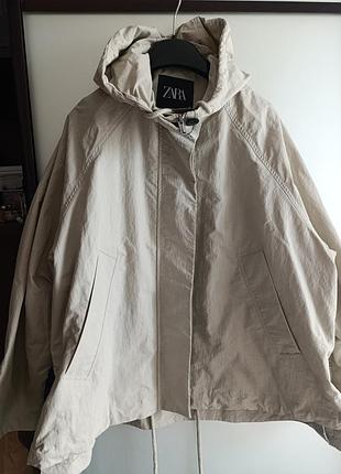 Жіночий короткий плащ zara оверсайз фісташковий xs  огруде 130см,довжина 62,рукав реглан довжина 72