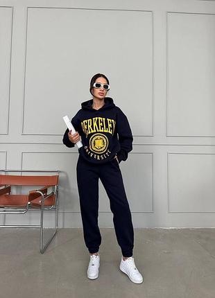 Спортивний костюм жіночий теплий з худі та штанами berkeley, темно-синій
