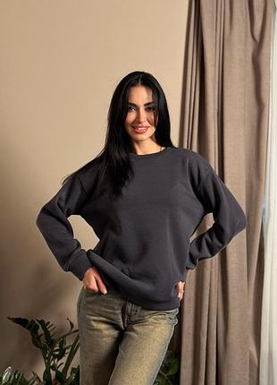 Базовый однотонный свитшот кофта батник на флисе