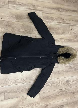 Парка жіноча zara зимова чорна з хутром