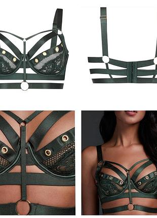 Смарагдовий бюстгальтер (38е/100f/85f) sadie non-padded longline underwired bra hunkemöller