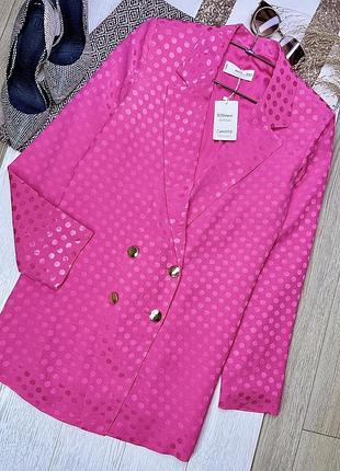 Новий сатиновий піджак mango xs oversize s прямий піджак подовжений рожевий піджак в горох святковий жакет