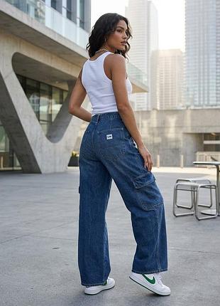 Широкие джинсы карго lee slouch cargo jeans в классическом голубом цвете