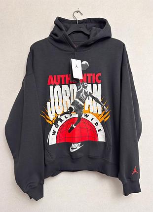 Чоловіче худі jordan authentic worldwide фліс, колір мокрий асфальт розмір м та л if1843-045