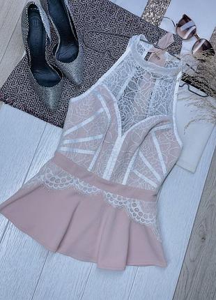 Нова святкова блуза lipsy xs мереживна блуза з баскою ажурна блуза з зав’язками