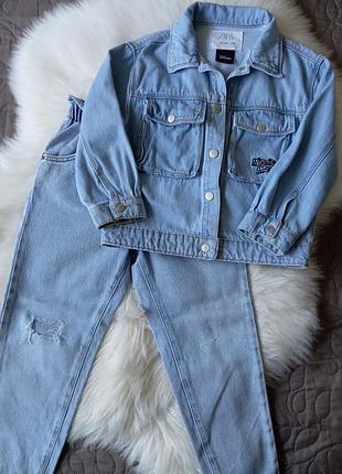 Джинсовий костюм zara для дівчинки, блакитний, розмір 110-116
