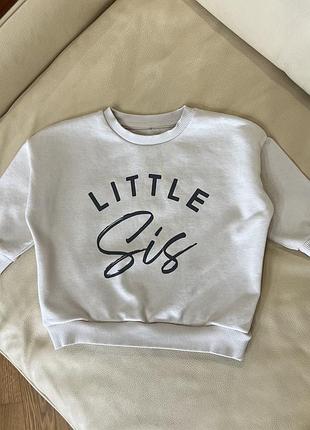 Little sister світшот на дівчинку в ідеальному стані але є пару пятен 12-18 міс ріст 80-86 від джордж дов 37, шир 38, плече присп  рукав від горла 34