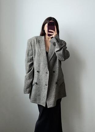 Піджак жіночий h&m оверсайз у клітинку з вовною