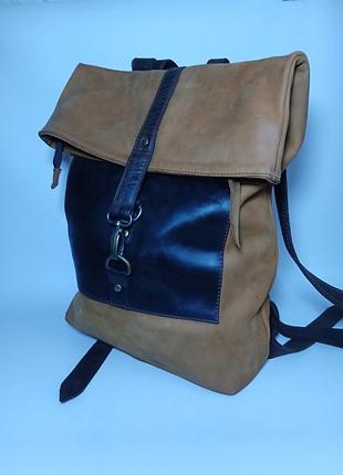 Кожаный рюкзак ролл-топ da b| o real leather (винтаж / crazy horse)