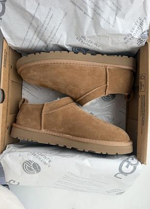 Ugg classic micro жіночі уггі низькі натуральна замша хутро