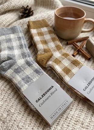 Жіночі кашемірові шкарпетки calzedonia в клітинку (оригінал, італія)