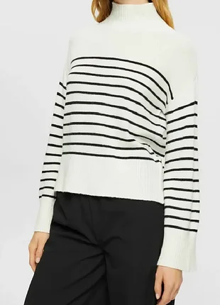 Светр з горлом у смужку з вовною та кашеміром esprit