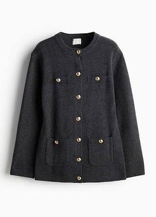 Сірий кардиган із золотистими ґудзиками h&m